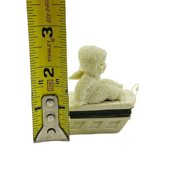 Department 56 Snowbabies Hinged Trinket Box Hold On Tight Sled Bisque Porcelain - Picture 7 of 7